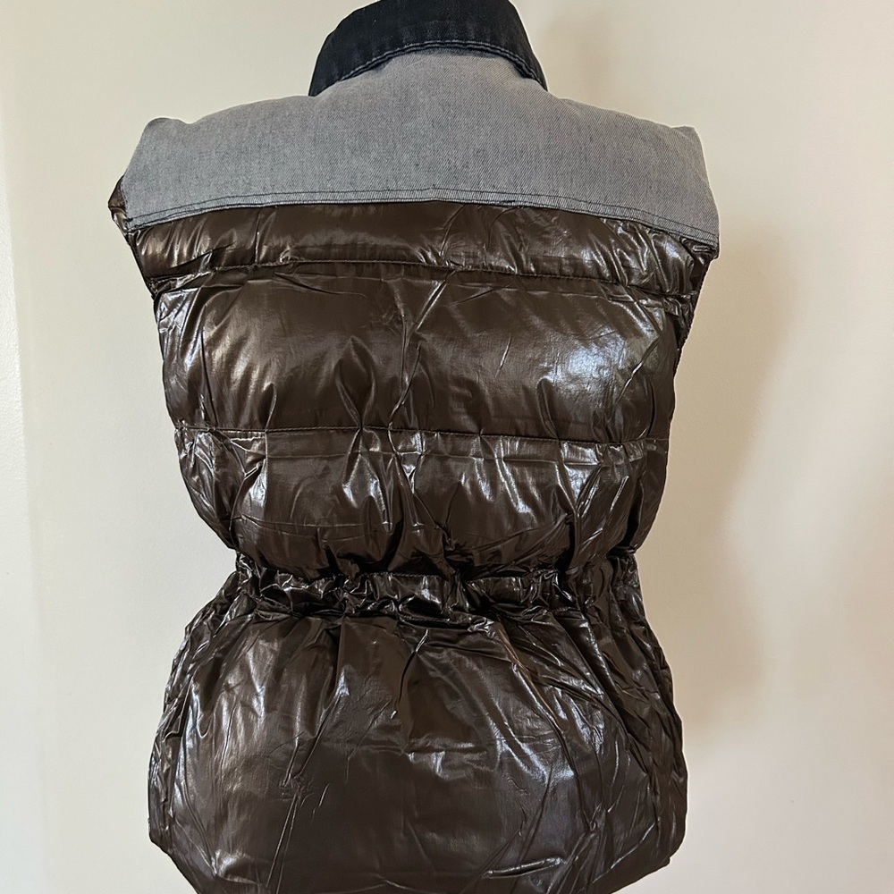 36 Point 5 Denim and Brown Puffer Vest New - Picture 3 of 8